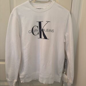 Medium Calvin Klein Jeans White Crewneck Sweater - 72% Cotton